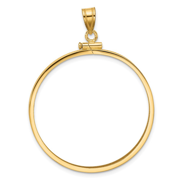10k Yellow Gold Polished 34.2mm x 2.85mm Screw Top Coin Bezel Pendant