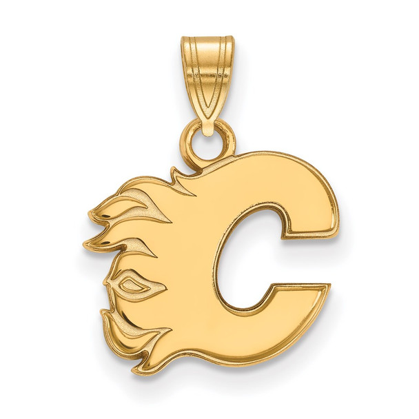 Sterling Silver Gold-plated NHL LogoArt Calgary Flames Letter C Small Pendant