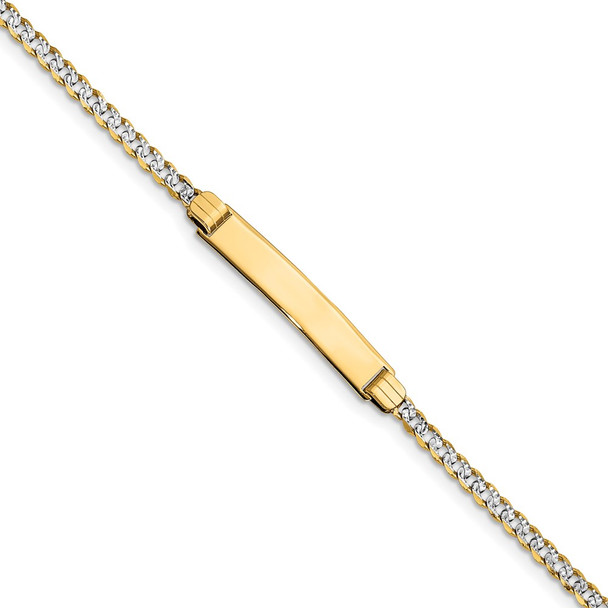 6" 14k Yellow Gold Pave Curb Link Child ID Bracelet
