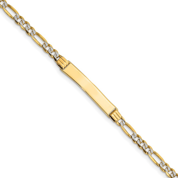 6" 14k Yellow Gold Pave Figaro Link ID Child Bracelet