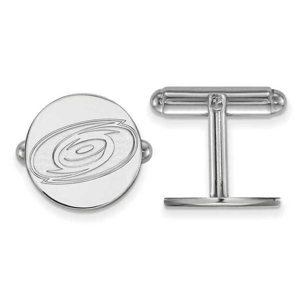 Sterling Silver Rhodium-plated NHL LogoArt Carolina Hurricanes Cuff Links