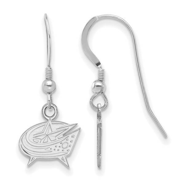 Sterling Silver Rhodium-plated NHL LogoArt Columbus Blue Jackets Extra Small Dangle Earrings