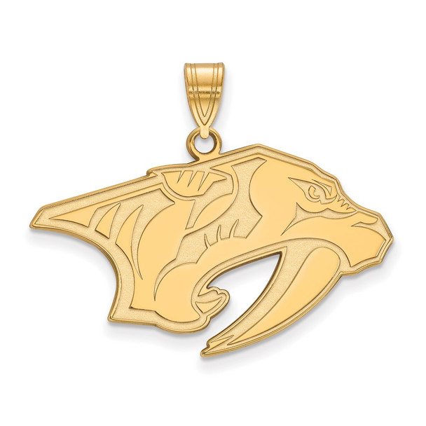 Sterling Silver Gold-plated NHL LogoArt Nashville Predators Large Pendant