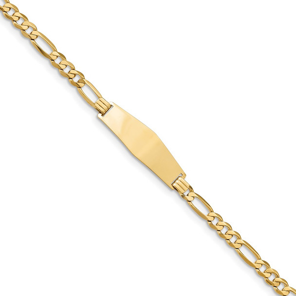 7" 14k Yellow Gold Flat Figaro Link Soft Diamond-Shape ID Bracelet LID76C-7
