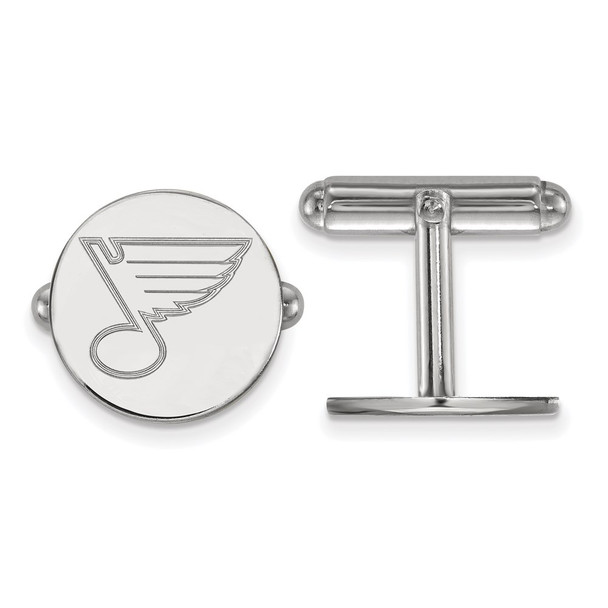 Sterling Silver Rhodium-plated NHL LogoArt St. Louis Blues Cuff Links