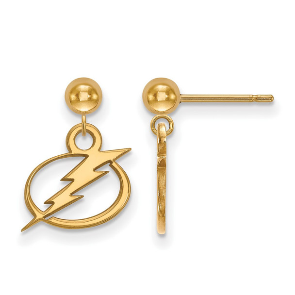 Sterling Silver Gold-plated NHL LogoArt Tampa Bay Lightning Dangle Ball Post Earrings