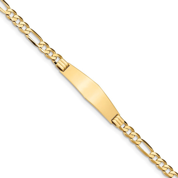 8" 14k Yellow Gold Flat Figaro Link Soft Diamond-Shape ID Bracelet LID78C-8