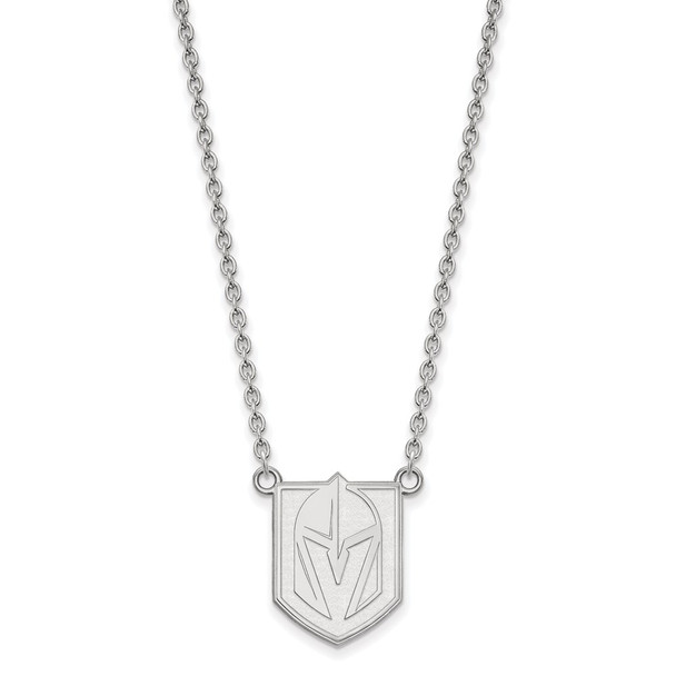 Sterling Silver Rhodium-plated NHL LogoArt NHL Vegas Golden Knights Large Pendant 18 inch Necklace