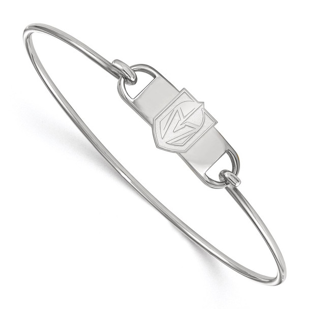 Sterling Silver Rhodium-plated NHL LogoArt NHL Vegas Golden Knights Small Center 7 inch Wire Bangle Bracelet