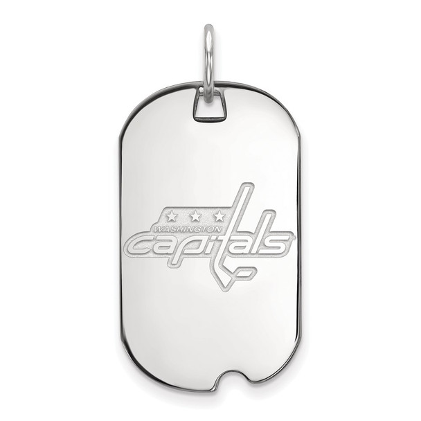 Sterling Silver Rhodium-plated NHL LogoArt Washington Capitals Small Dog Tag Pendant