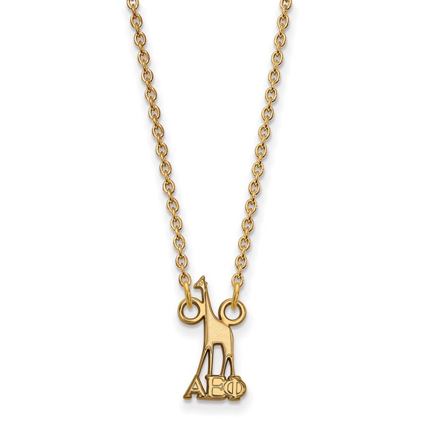 Sterling Silver Gold-plated LogoArt Alpha Epsilon Phi Sorority Symbol Extra Small Pendant 18 inch Necklace