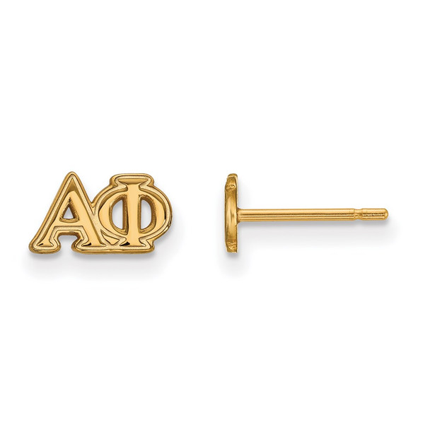 Sterling Silver Gold-plated LogoArt Alpha Phi Sorority Greek Letters Extra Small Post Earrings