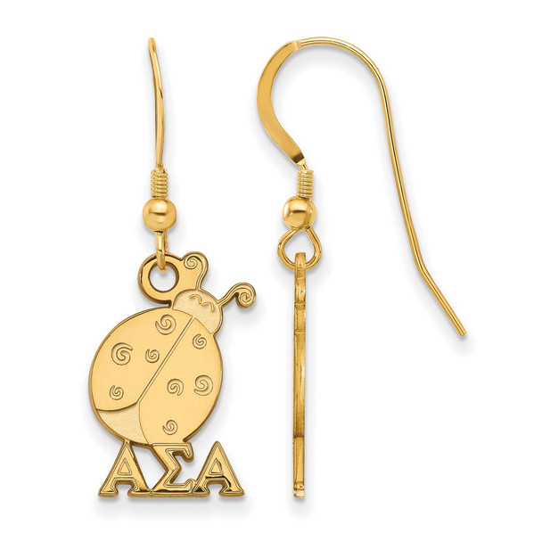 Sterling Silver Gold-plated LogoArt Alpha Sigma Alpha Sorority Symbol Small Dangle Wire Earrings