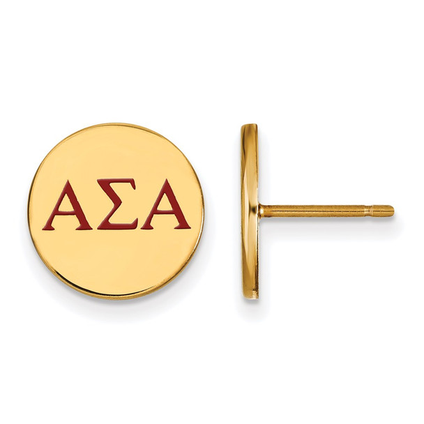 Sterling Silver Gold-plated LogoArt Alpha Sigma Alpha Sorority Greek Letters Color Enamel Post Earrings GP032ASI