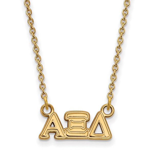 Sterling Silver Gold-plated LogoArt Alpha Xi Delta Sorority Greek Letters Extra Small Pendant 18 inch Necklace