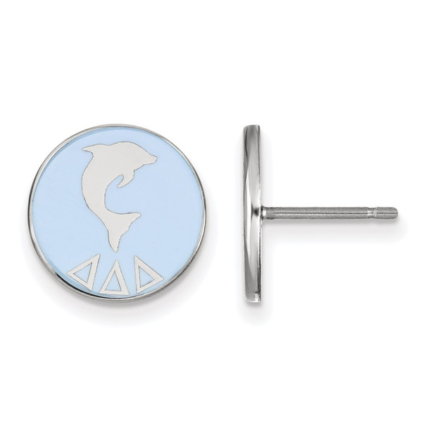 Sterling Silver Rhodium-plated LogoArt Delta Delta Delta Sorority Symbol Color Enamel Post Earrings SS046DDD