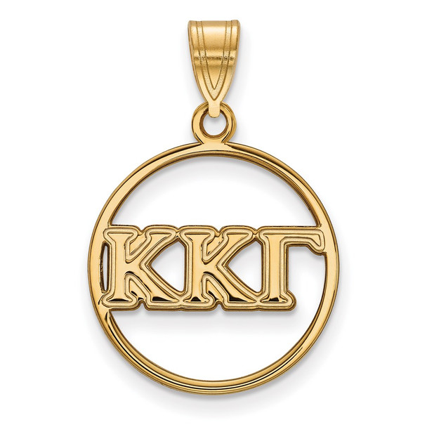 Sterling Silver Gold-plated LogoArt Kappa Kappa Gamma Sorority Greek Letters Medium Circle Pendant