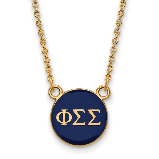 Sterling Silver Gold-plated LogoArt Phi Sigma Sigma Sorority Greek Letters Small Color Enamel Pendant 18 inch Necklace GP029PSS-18