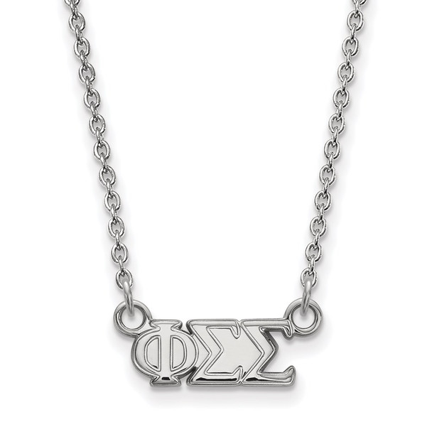 Sterling Silver Rhodium-plated LogoArt Phi Sigma Sigma Sorority Greek Letters Extra Small Pendant 18 inch Necklace