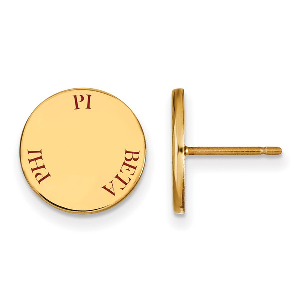 Sterling Silver Gold-plated LogoArt Pi Beta Phi Sorority Text Color Enamel Post Earrings GP020PBP