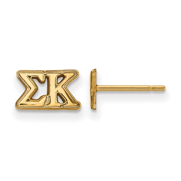 Sterling Silver Gold-plated LogoArt Sigma Kappa Sorority Greek Letters Extra Small Post Earrings