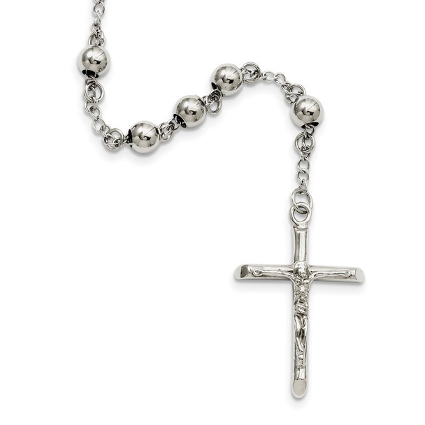 29.5" Stainless Steel 6mm Bead Rosary Necklace