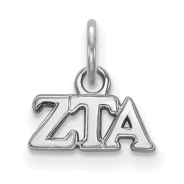 Sterling Silver Rhodium-plated LogoArt Zeta Tau Alpha Sorority Greek Letters Extra Small Pendant