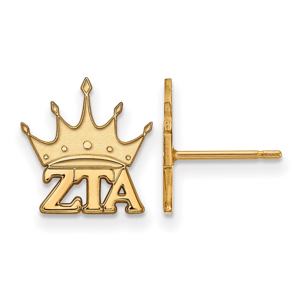 Sterling Silver Gold-plated LogoArt Zeta Tau Alpha Sorority Symbol Extra Small Post Earrings