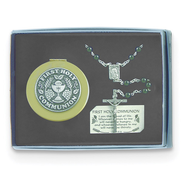 Boy Communion Rosary Necklace and Keepsake Box Gift Set