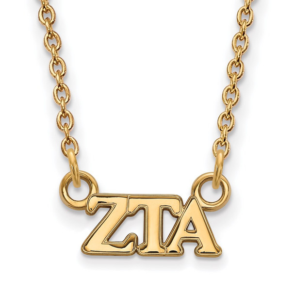 Sterling Silver Gold-plated LogoArt Zeta Tau Alpha Sorority Greek Letters Extra Small Pendant 18 inch Necklace