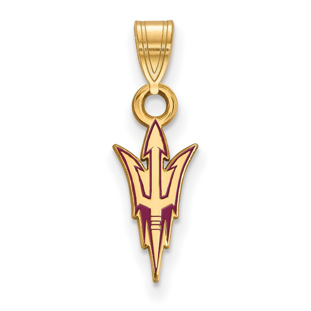 Sterling Silver Gold-plated LogoArt Arizona State University Pitchfork Small Enameled Pendant