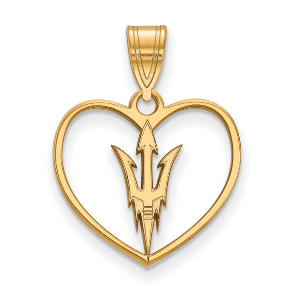 Sterling Silver Gold-plated LogoArt Arizona State University Pitchfork Heart Pendant