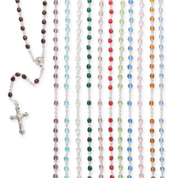 17.5" Simulated Birthstone Rosary Necklace Assorted Set of 12