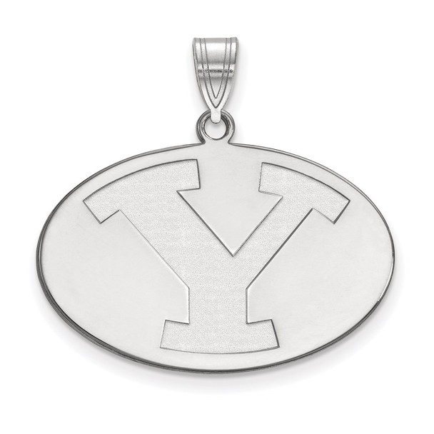 14k White Gold LogoArt Brigham Young University Letter Y Large Pendant