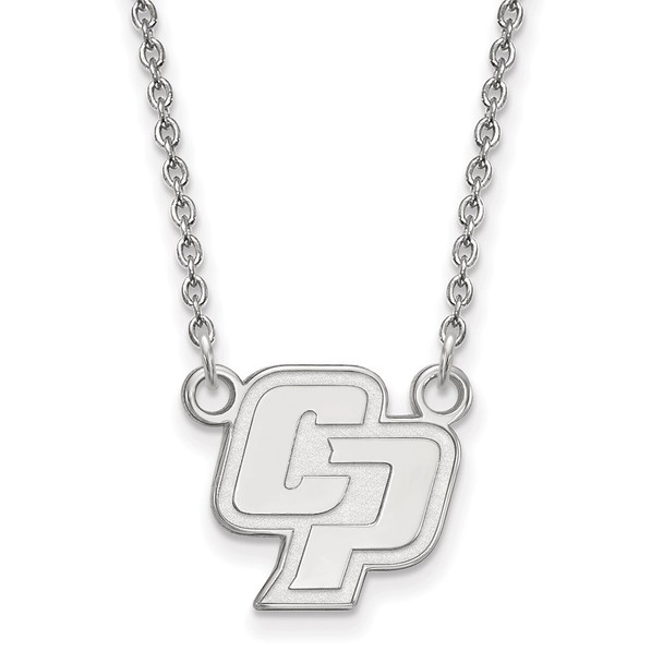 Sterling Silver Rhodium-plated LogoArt California Polytechnic State University C-P Small Pendant 18 inch Necklace