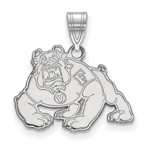 10k White Gold LogoArt California State University Fresno Bulldog Medium Pendant