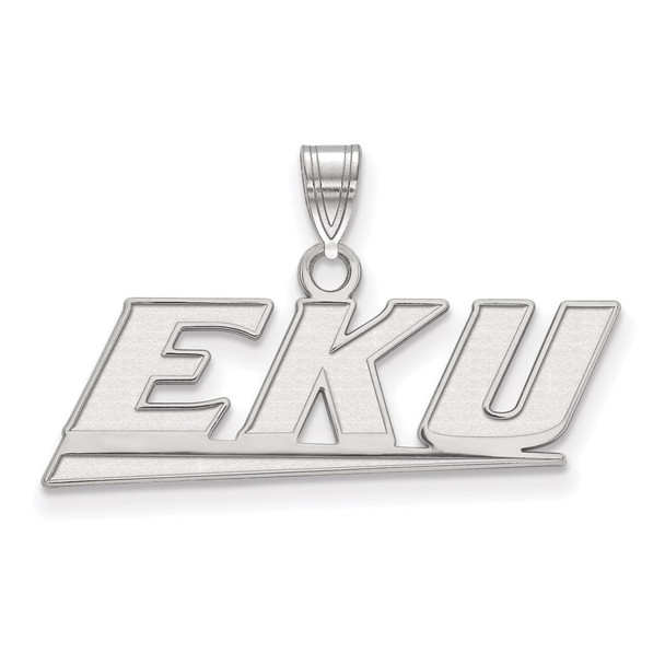 14k White Gold LogoArt Eastern Kentucky University E-K-U Small Pendant