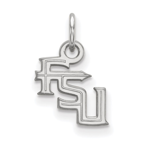 Sterling Silver Rhodium-plated LogoArt Florida State University F-S-U Extra Small Pendant