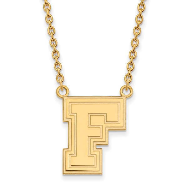 10k Gold LogoArt Fordham University Letter F Large Pendant 18 inch Necklace