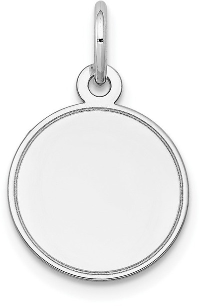 20mm x 13mm 14k White Gold Plain .018 Gauge Round Engravable Disc Charm