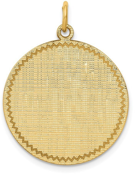 14k Yellow Gold Patterned .018 Gauge Circular Engravable Disc Charm