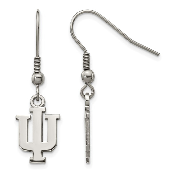 Stainless Steel LogoArt Indiana University I-U Dangle Wire Earrings