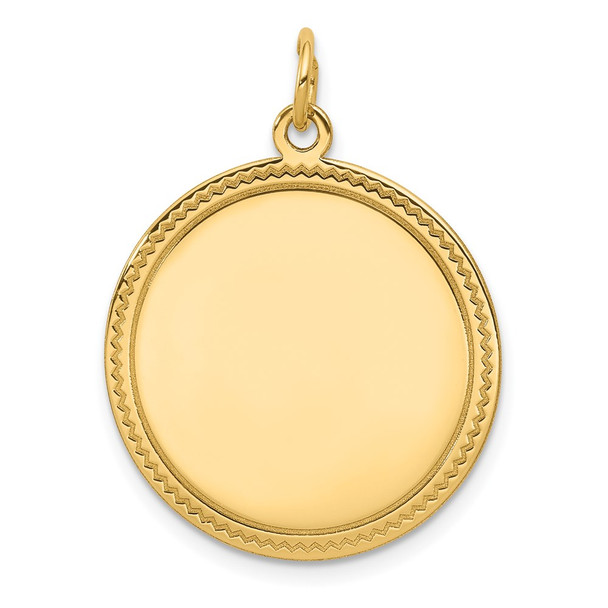 14k Yellow Gold Plain .035 Gauge Engravable Round Disc Charm