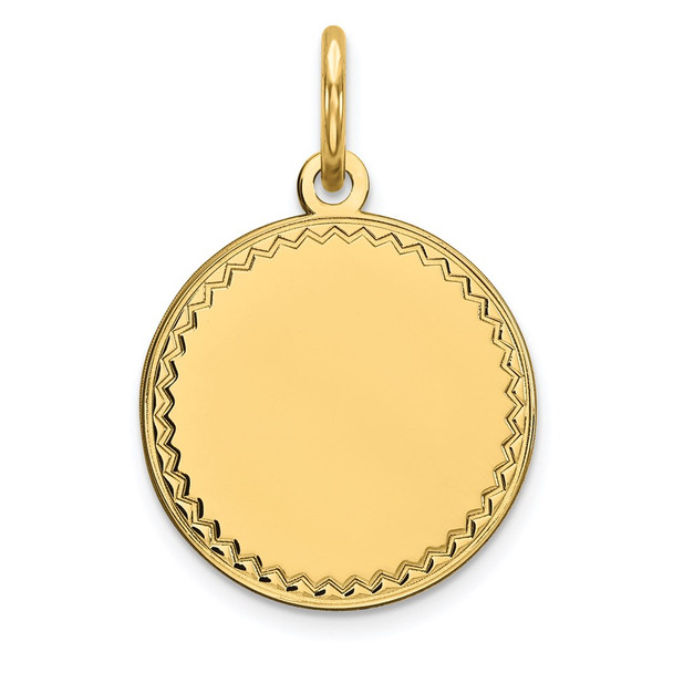 14k Yellow Gold Plain .009 Gauge Engravable Round Disc Charm