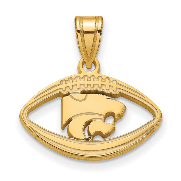 Sterling Silver Gold-plated LogoArt Kansas State University Wildcat Football Pendant