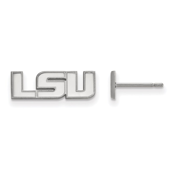 Sterling Silver Rhodium-plated LogoArt Louisiana State University L-S-U Extra Small Post Earrings