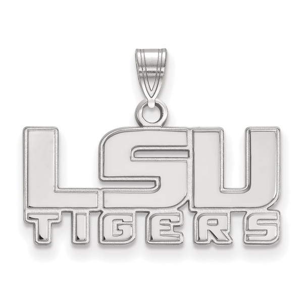 10k White Gold LogoArt Louisiana State University L-S-U Tigers Small Pendant