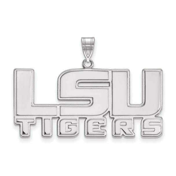 10k White Gold LogoArt Louisiana State University L-S-U Tigers Large Pendant