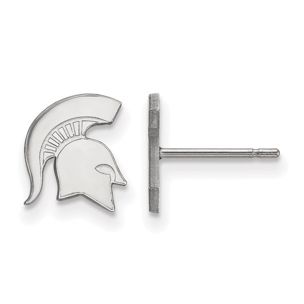 14k White Gold LogoArt Michigan State University Spartan Extra Small Post Earrings