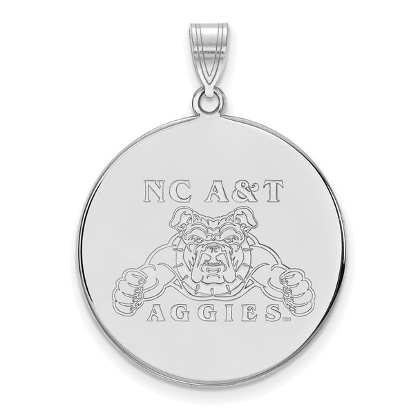 10k White Gold LogoArt North Carolina A and T Aggies Extra Large Disc Pendant